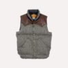 Rocky Mountain Featherbed for Drake's Herringbone Harris Tweed Leather Christy Down Vest